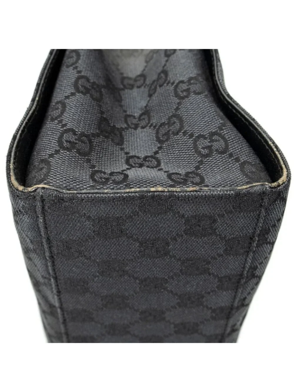 Gucci Large Square Bamboo Tote Black GG Canvas